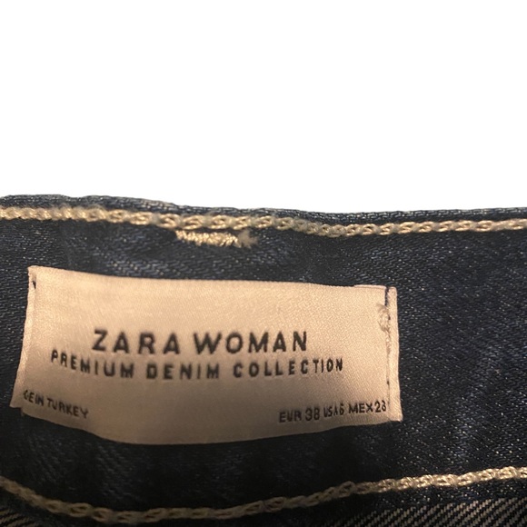 Zara Super Wide Leg Blue Jeans Medium Wash High Rise Ankle Length Denim - Picture 12 of 12